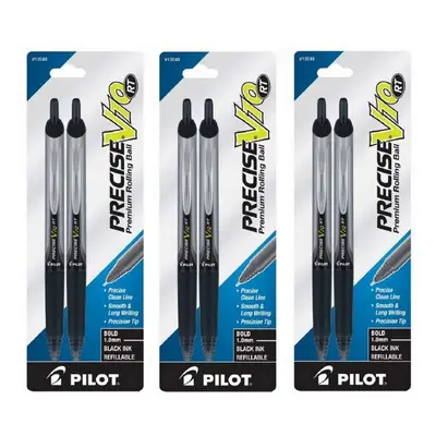 PILOT (3) Precise V10 RT Retractable Premium Rolling Ball Pens Bold 1.0 mm Black Ink Pack (13548