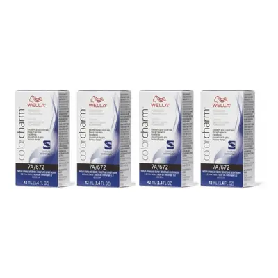 (7A/672 - pack of 4) Wella 12A Frosty Ash Color Charm Permanent Liquid Haircolor & Developer (Vo