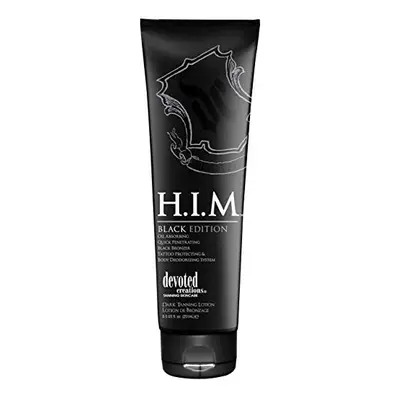 Devoted Creations H.I.M. Black Edition, Oil Absorbing Quick Penetrating Black Tan Lotion Bronzer