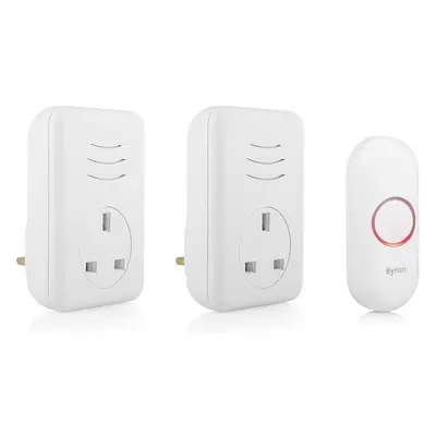 (Byron Wireless Doorbell Set, x Plug-Through Chimes, 150m Range, Melodies, DBY-22317UK) Byron Wi