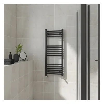 (Straight, 1000x400mm) Warmehaus Heated Towel Rail Black Bathroom Ladder Style Radiator Central 