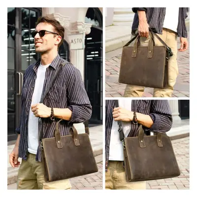 5in1 Men's Leather 14" Laptop Bag Shoulder Bag Crossbody Bag Handbag Briefcase