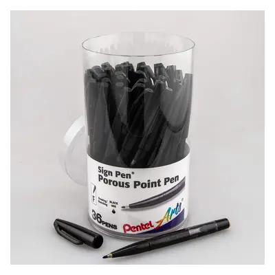 Pentel Arts Sign Pen Fiber-tipped Black Ink 36-pk Canister (S520PC36A)