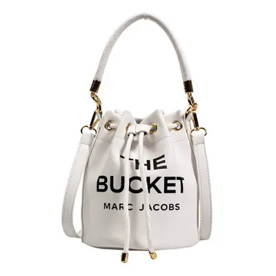 (White) Bucket Handbag Women Leather Drawstring Shoulder Crossbody Bag Daily Travel Gift