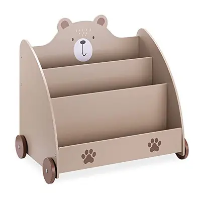 Navaris Kids Bookcase - Childrens Bookshelf with Wheels and Book Storage Shelves - Childs Booksh