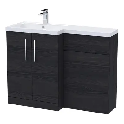 Furniture Combination Vanity Basin and WC Unit Left Hand - 1100mm x 390mm - Charcoal Black