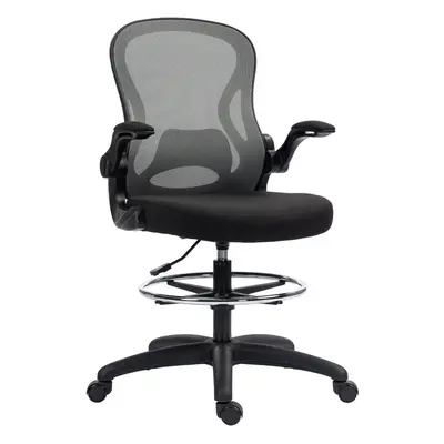 Vinsetto Draughtsman Chair Tall Office Chair w/ Adjustable Footrest, Dark Grey