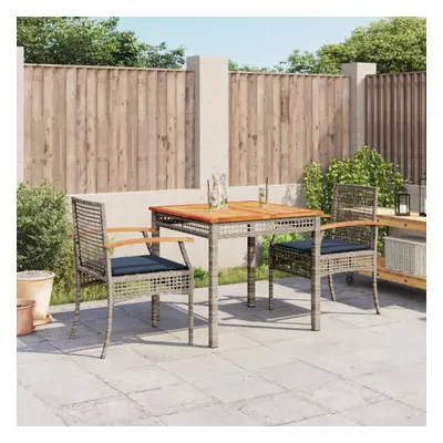 vidaXL Piece Patio Dining Set with Cushions Gray Poly Rattan