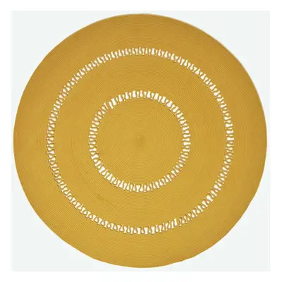 (150 cm Round, Mustard) Crochet Braided Rug Round