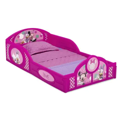 Delta Children Disney Minnie Mouse Plastic Sleep and Play Toddler Bed with Attached Guardrails