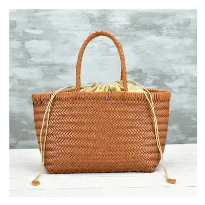 (Type B Auburn, Small cm long) Handbags Women's Genuine Leather Shoulder Bag Weaving Casual Shop