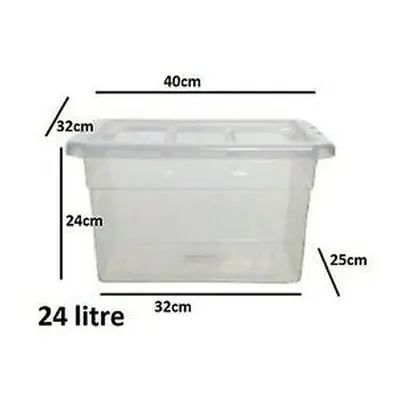 (24 (LITRE) CM, BOXES) Clear Plastic Space Saving Master Storage Boxes With Lid Stackable Stacki