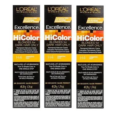 (H4 - (3pks)) H4 Shimmering Gold L'Oreal Excellence HiColor BLONDES For Dark Hair Only