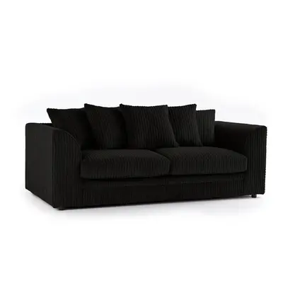 (Black, Seater) Luxor Jumbo Cord Seater Corner Sofa