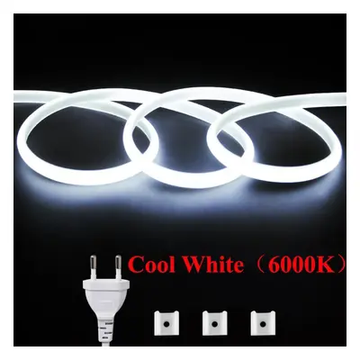 (cool white, 30M) Ac 220v Cob Led Strip Neon Light Power Plug Kit High Density 288led/m Linear L