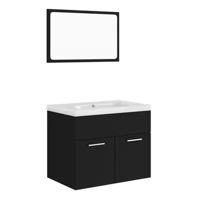 vidaXL Bathroom Furniture Set Black Engineered Wood Cabinet Washroom Basin