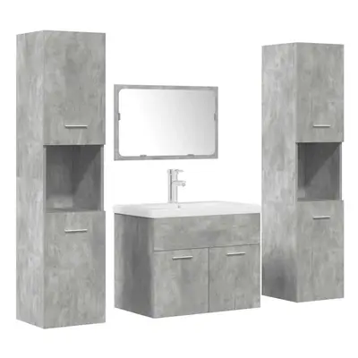 vidaXL Piece Bathroom Furniture Set Concrete Grey Engineered Wood