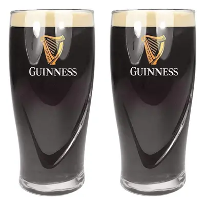 (Set of 2) Guinness Pint Glasses 20oz / 568ml CE Marked | Embossed Harp Design