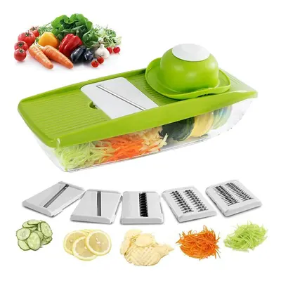 9 in Mandolin Vegetable Food Slicer Julienne and Container - Peel Cut Slice