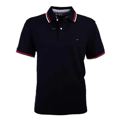 Tommy Hilfiger Men's Striped Collar Polo (Small Black)