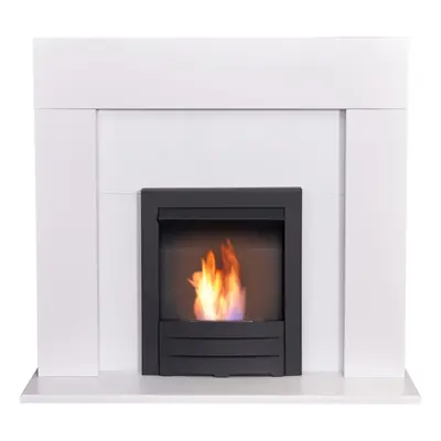 Adam Miami Fireplace in Pure White with Colorado Bio Ethanol Fire in Black, Inch