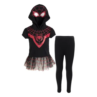 Marvel Spider-Man Miles Morales Toddler Girls Cosplay Graphic T-Shirt Dress and Leggings Outfit 