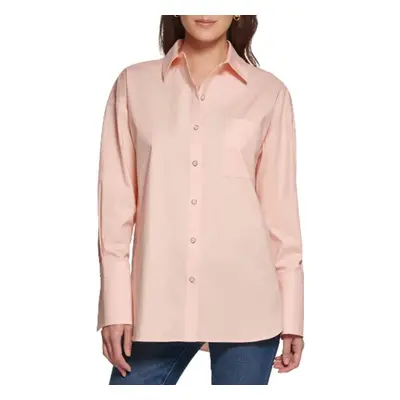 DKNY Women's Casual Oversized Buttonup Top Peony