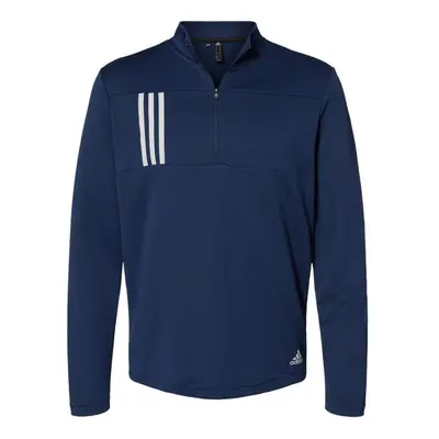 adidas 3Stripes Double Knit QuarterZip Pullover A482 Team Navy BlueGrey Two