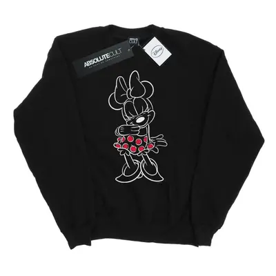 (L, Black) Disney Womens/Ladies Minnie Mouse Outline Polka Dot Sweatshirt