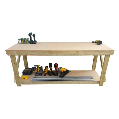 (7ft, Standard Legs) Workbench MDF Top Wooden Garage Heavy Duty Table