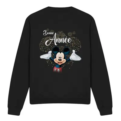 (XL, Black) Disney Unisex Adult French Mickey Mouse Fireworks New Year Sweatshirt