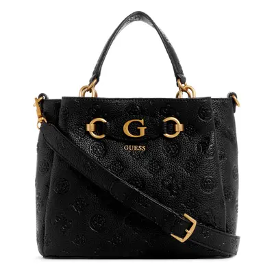 GUESS Izzy Peony Small Girlfriend Satchel Black Logo