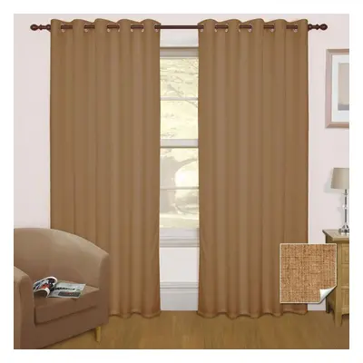 (W 167cm x Drop 137cm, Latte) Thermal Blackout Eyelet Curtain Pair