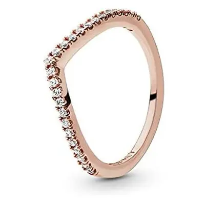 Pandora Timeless Women's 14k Rose Gold-Plated Sparkling Cubic Zirconia Wishbone Ring