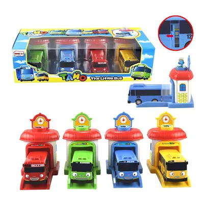 4pcs/set Scale model Tayo the little bus children miniature bus baby oyuncak garage tayo bus Eje