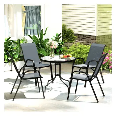 Outsunny PCs Garden Furniture Set, Round Table and Stackable Chairs, Grey