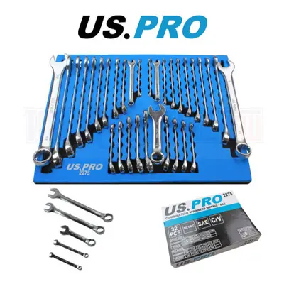 US PRO Tools 32pc Combination Spanners Set Metric & SAE Imperial In A Foam Tray