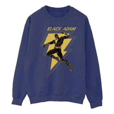 (L, Navy Blue) DC Comics Mens Black Adam Golden Bolt Chest Sweatshirt