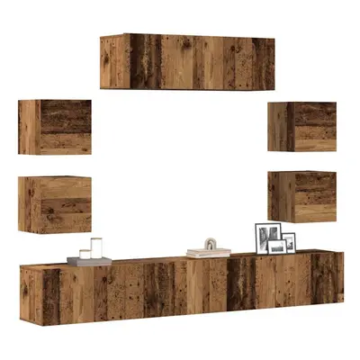 vidaXL Piece TV Cabinet Set Wall-mounted Old Wood Engineered Wood