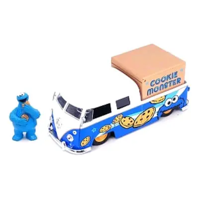 Jada Volkswagen Pickup Bus with Cookie Monster Diecast Figurine with Sound \Sesame Street\" TV S