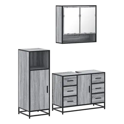 (grey sonoma) vidaXL Piece Bathroom Furniture Set Black Engineered Wood bathroom cabinet