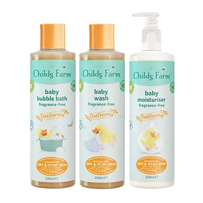 Childs Farm | Baby OatDerma Regime Bundle | OatDerma Baby Moisturiser 250ml, Wash 250ml & Bedtim