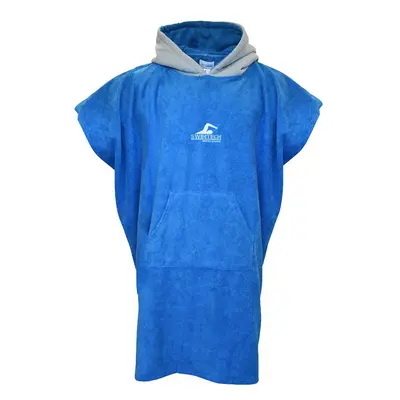 ADULT Microfiber Swim Poncho Towel Robe - Blue/Grey - Beach Swimming Top