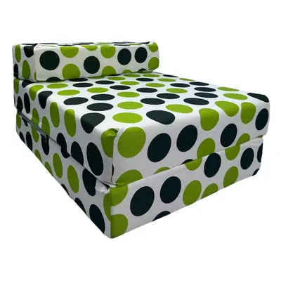 (Green Polka) Kids Single Fold Out Z Bed Chair Sofa Seat Futon