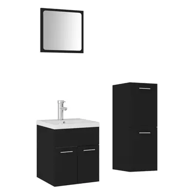 (black) vidaXL Bathroom Furniture Set Chipboard Wall Mirror Multi Sizes Multi Colors