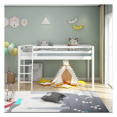 Mid sleeper Bed kids white 3ft single and mattress wooden childrens bedroom furniture