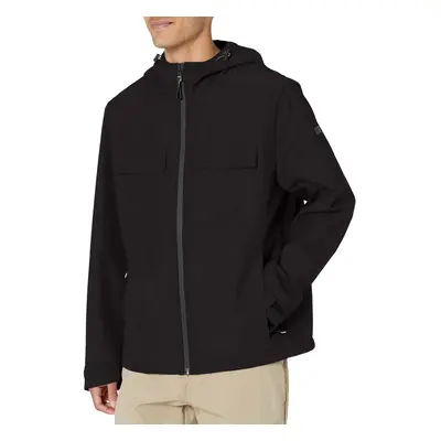 DKNY Men's Performance Tech Hooded Modern Storm Coat Classic Black