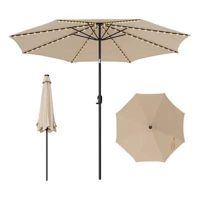 3m Garden Parasol Solar Powered LED Lights Patio Umbrella w/ Tilt Crank