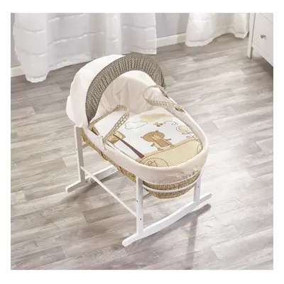 Tiny Ted Cream Palm Moses Basket with Rocking Stand White