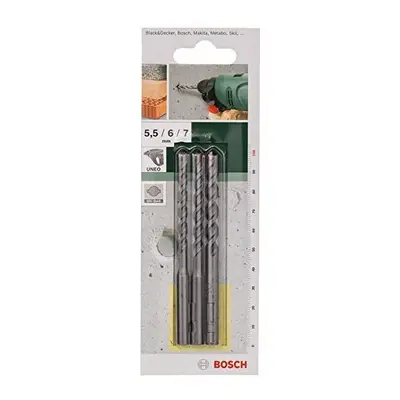 Bosch Piece Uneo Concrete 5.5mm 6mm and 7mm Drill Bit Set